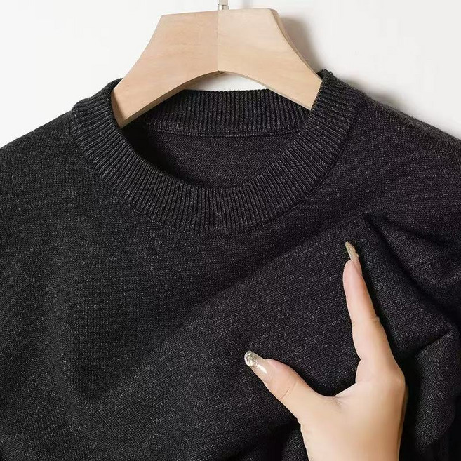 남성 캐시미어 솔리드 스판 니트 긴팔 티셔츠