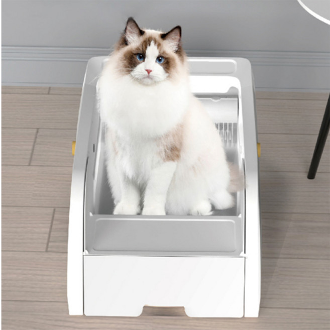 오픈형 고양이 자동 화장실 반려묘 전동 센서 화장실 배변통, 1개