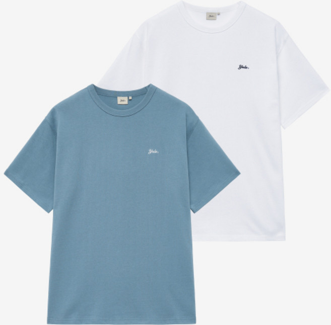 예일 YALE [2PACK] 헤비웨이트 스넬로고 반팔티셔츠_화이트블루 그레이