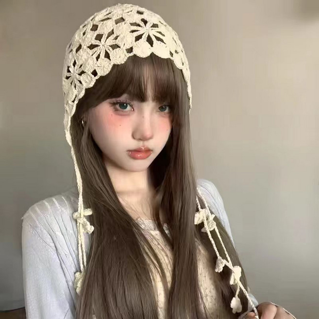 여성 여름 얇은 손뜨개 그물 니트 모자 봄 가을 펀칭 핸드메이드 니트 비니 LM5160