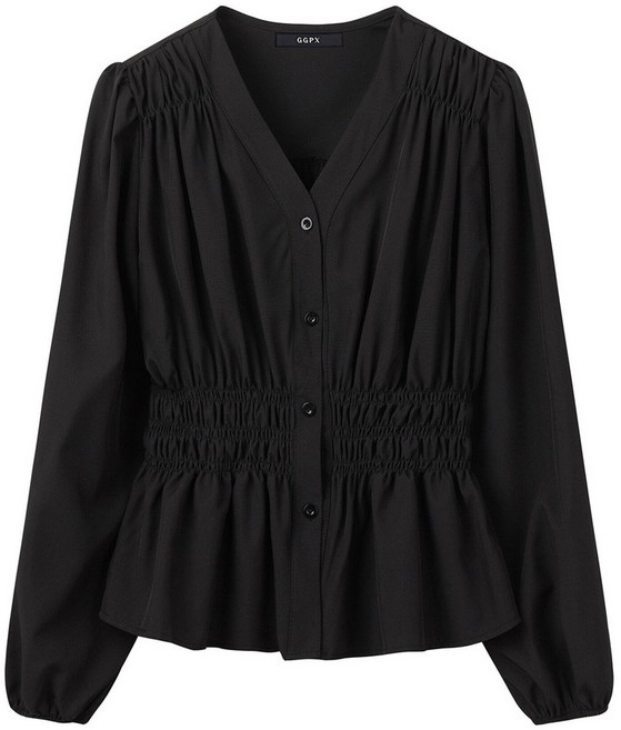 GGPX 여성용 러블리 브이넥 셔링 블라우스 GPCBA039D