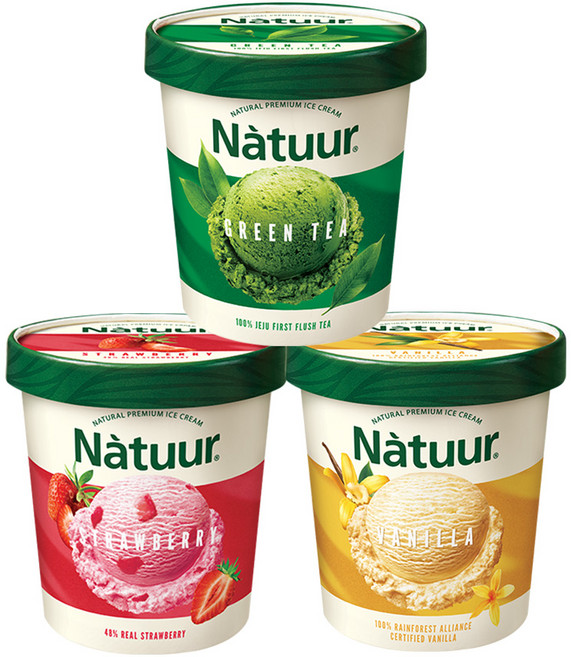 나뚜루 파인트 녹차 + 딸기 + 바닐라, 1세트, 1.422L - 아이스크림 파인트