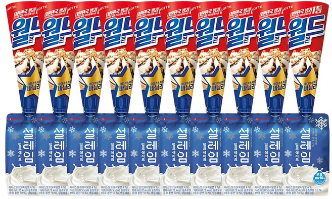 롯데제과 설레임 밀크쉐이크X10개+월드콘 바닐라X10개 아이스크림, 20개, 160ml