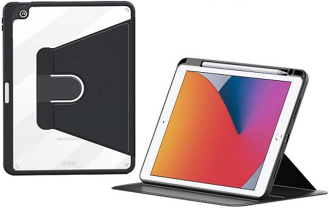 ZGA 明派系列 360度可旋轉內置筆槽 iPad 保護殼, 1個, 暗夜黑, iPad mini7/mini6 8.3吋（2024/2021版）