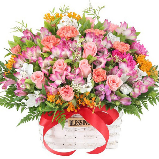 (오늘도착) 99플라워 풍성한 꽃바구니 "아름다운 하루" ST-A2086 - 생일 기념일 결혼기념일 당일꽃배달 전국당일배송 생화, 1개, A2086