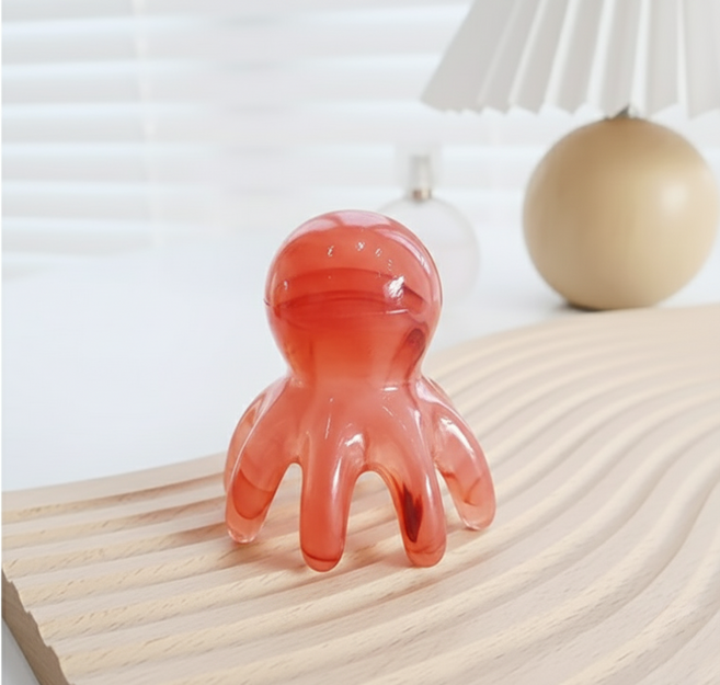 로에드 휴대용 두피 문어 괄사 마사지기, 핑크 문어괄사, 1개