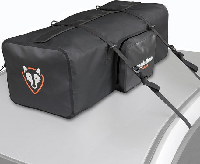 Rightline Gear Car Top 방수 더플백 여행용 루프 랙이 있거나 없이 부착 가능 120리터 블랙, 프로 Tech Designs 자동차 탑 여행용 120리