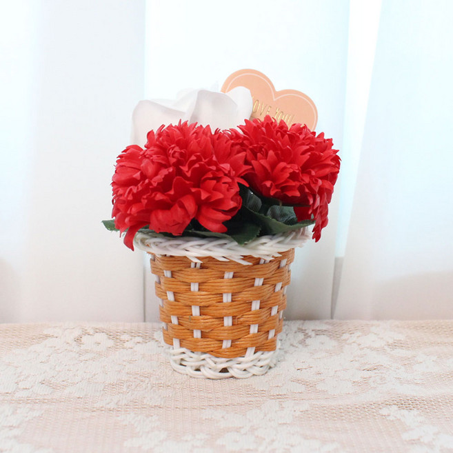 영원365 카네이션용돈박스 꽃다발 LED무드등 카네이션브로치 카네이션볼펜 가정의달선물, Y45-2 카네이션3송이화분, 1개