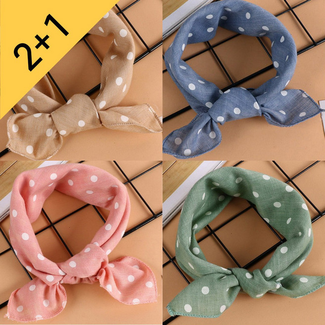 [더블제이] KC인증 아동 쁘띠스카프 모음 2+1 아기손수건 남아 여아 5COLORS 도트 땡땡이스카프