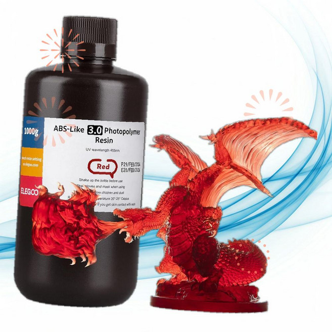 ELEGOO 레진액 ABS 유사 3D 프린터 레진 3.0 405nm UV 경화 광중합체 XF