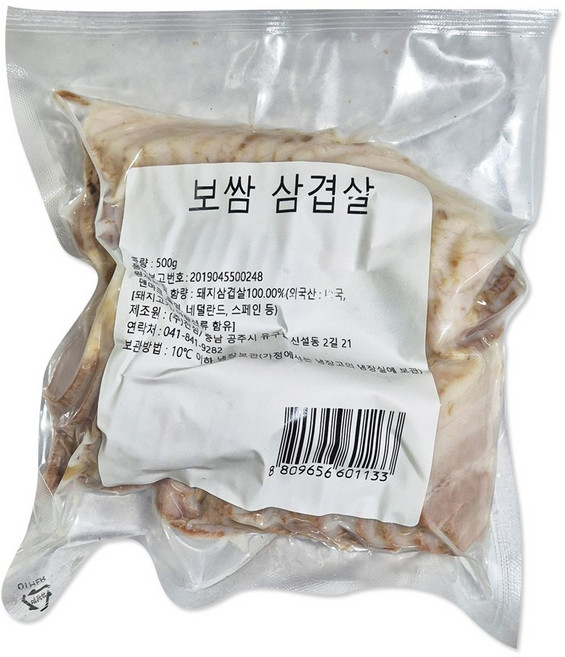 삼겹 보쌈 수육 순살 슬라이스 500g(냉장 족발 돼지고기 한식 편육), 500g, 1개