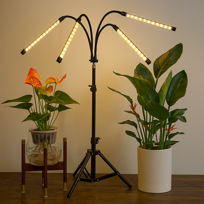 비상 4헤드 삼각대 LED 식물성장 생장등 스탠드 (어댑터포함), 1개