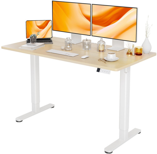 Claiks 높이조절 전동책상 모션데스크 공부 사무용 컴퓨터 책상 조절 스탠드 테이블, 자연