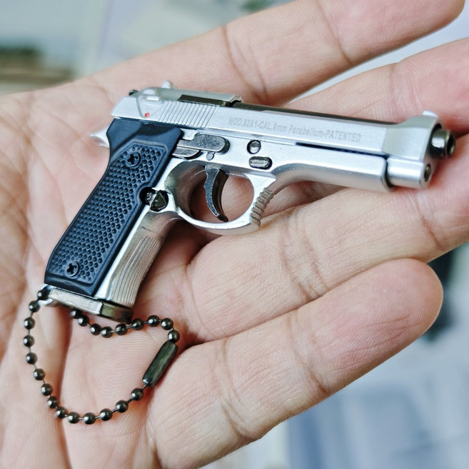 티오피 건시리즈 메탈 키링 열쇠고리-베레타 M92F, 화이트, 1개