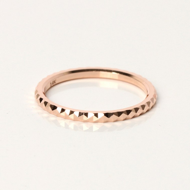오로프 전체 14K 금 로즈골드 할로우 삼각컷팅 가드링 반지