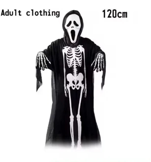코스프레 의상: 잔인 사신 무서운 해골 의상 잔인 사신 유령 가운 및 낫