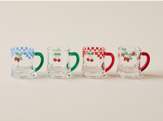 모던하우스 베리가든 컬러핸들 소주잔 50ml x 4p 세트, 혼합색상, 1세트