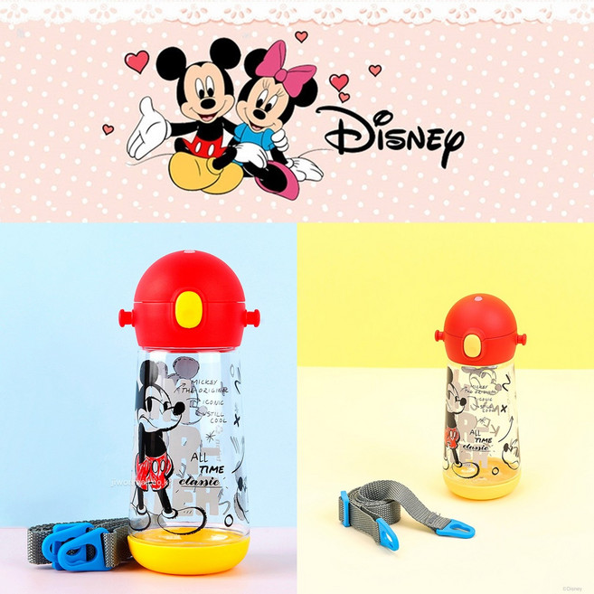 릴팡 미키마우스 더보틀 원터치 어깨끈 트라이탄 물통 보틀 여아 남아 유아 초등학생 470, 1개