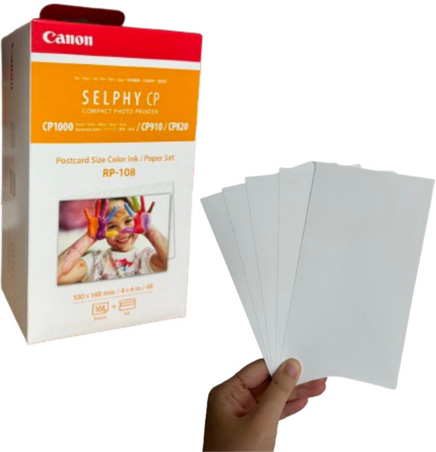 홈스탠드 캐논 셀피 정품 잉크 카트리지 인화지 RP-108 +5매호환인화지제공 cp910 cp1000 cp1200 cp1300 cp1500