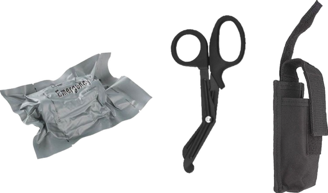 TRADER 以色列戰術彈性繃帶 戶外急救止血繃帶, 【小號 4吋】繃帶+剪刀(黑)+收納包, 1個