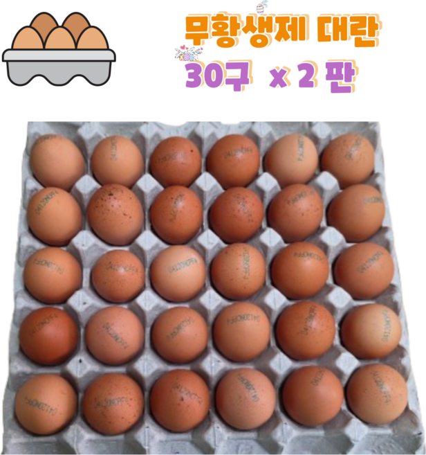 달걀 무항생제 대란 (난각번호4번), 1개, 60구