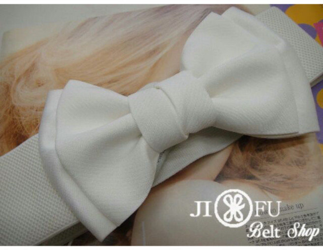 JIFU 鉅釜 韓版素色蝴蝶結寬版腰帶 時尚百搭腰封
