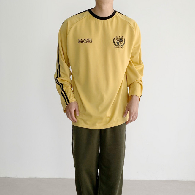 남자 긴팔티 블록코어 축구 맨투맨 남자 긴팔 티셔츠