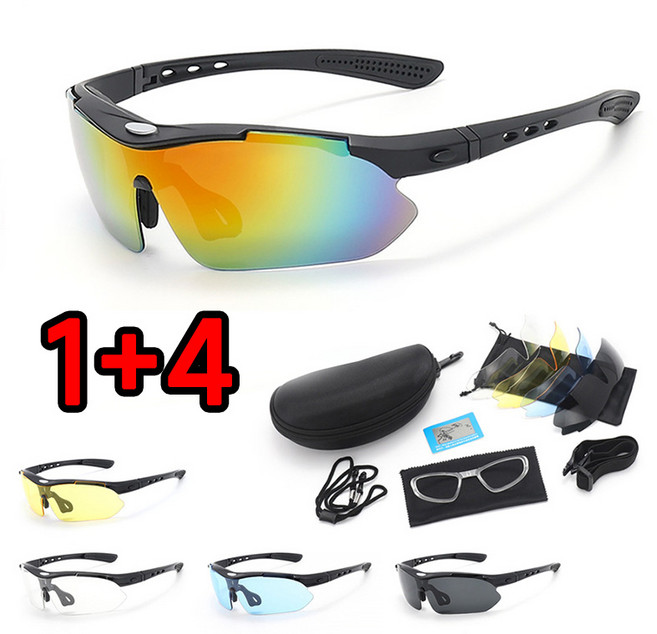 Aram 편광 자외선차단 스포츠 자전거 러닝 선글라스 보안경 고글 렌즈 5P 세트, 블랙