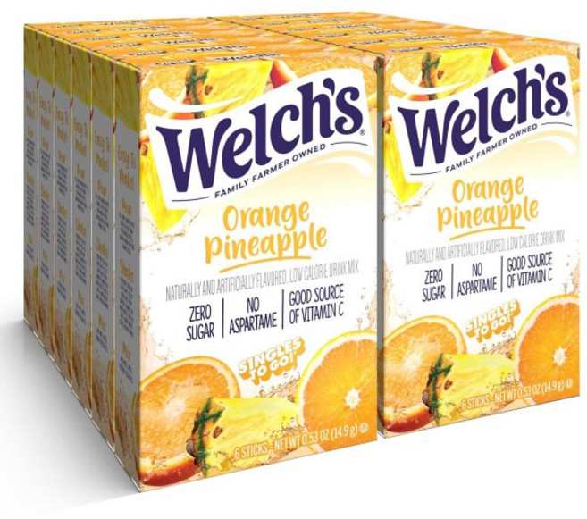 SINGLES TO GO 과일 가루 분말 파우더 웰치스 싱글스 투 고 워터 드링크 믹스 스틱 딸기 복숭아 0.48온스 12개입