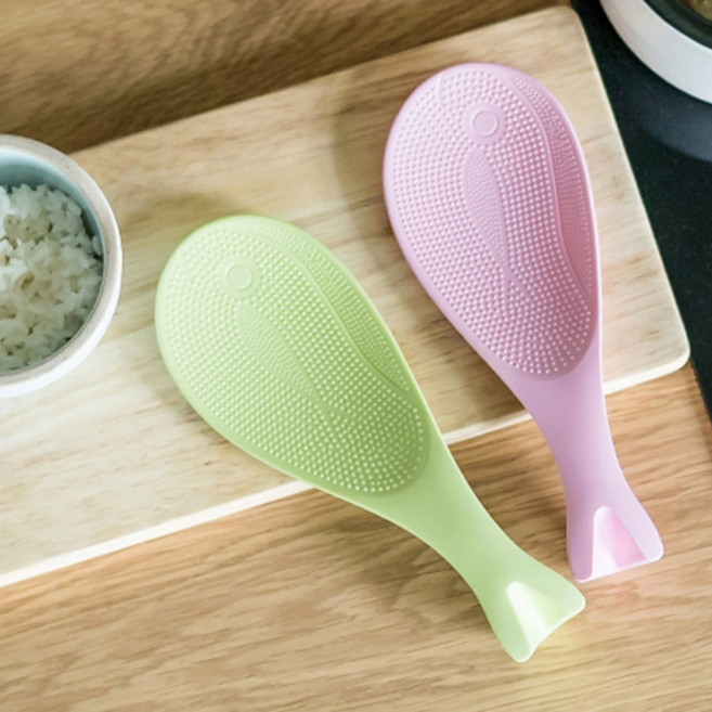 국산 고래 캐릭터 스탠드 밥 주걱, 그린, 1개