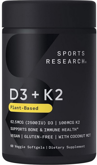스포츠리서치 D3 62.5mcg + K2 100mcg 베지 소프트젤, 1개, 60정