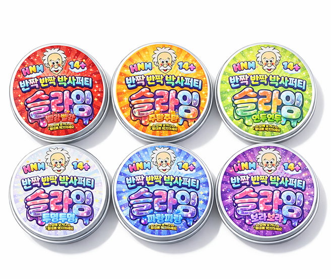 6개세트 박사퍼티 슬라임 투명 파스텔 세트 잘늘어나고 부드러운 쫀득 슬라임, 1세트, 372g, 혼합