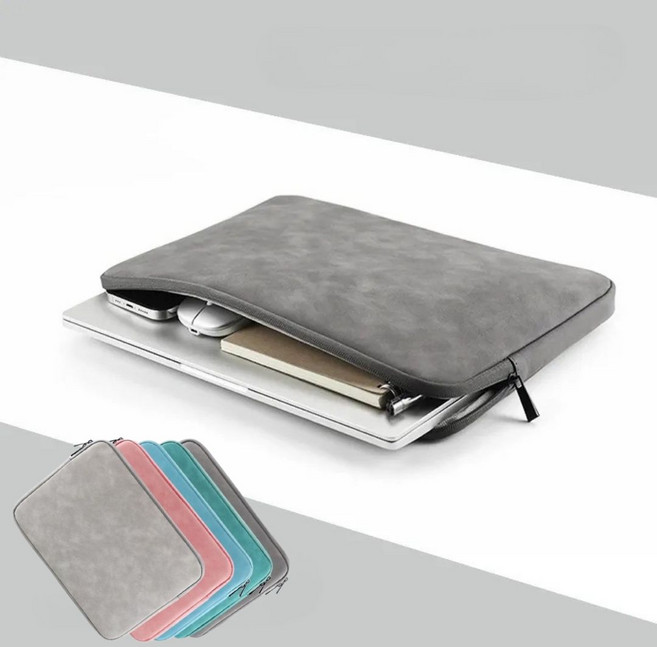 LOCO LAB 스웨이드 PU 레더 노트북 파우치 13~16인치, 1개, 라이트그레이