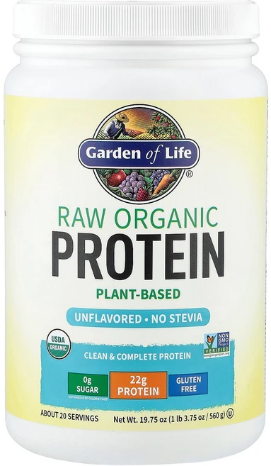 Garden of Life 무가공 유기농 단백질 무맛 560g(1lb 3.75oz) Life (가든 오브 라이프), 560g, 1개 - 쿠팡
