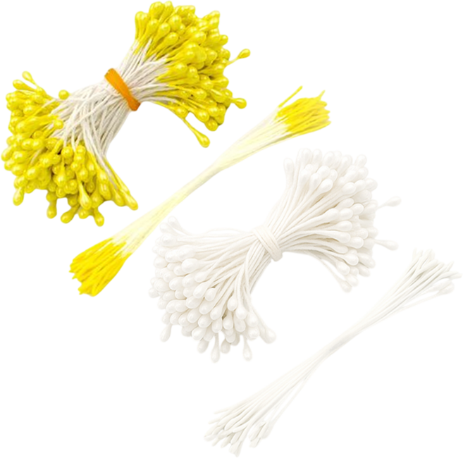 리치봄 꽃만들기 재료 꽃수술 진주씨 꽃술 조화용 핸드메이드, 1개, 흰색+노란색