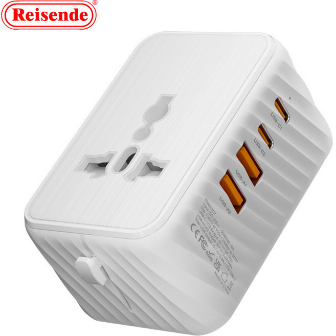 Reisende 全球通用轉換插座 雙USB-A雙TypeC充電口, 1個, 白色2U+2C(條紋麵), 白色, 2U+2C