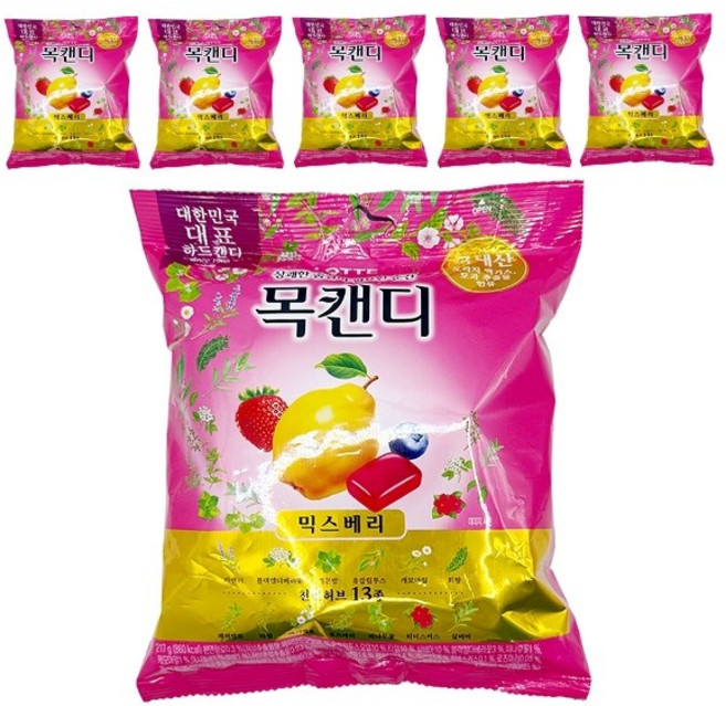 롯데 목캔디 믹스베리 217g x 6개 [AJO2594]