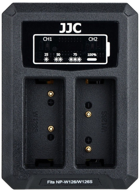 JJC 富士FUJIFILM NP-W235 NP-W126S 雙槽USB電池充電器 內置充電線, DCH-NPW126