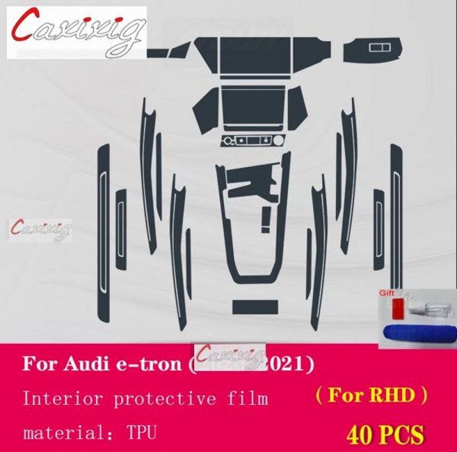 아우디 호환 E-tron 45 55 - 자동차 인테리어 센터 콘솔 투명 TPU 보호 필름 긁힘 방지 수리 액세서리, 03 Style  D For RHD