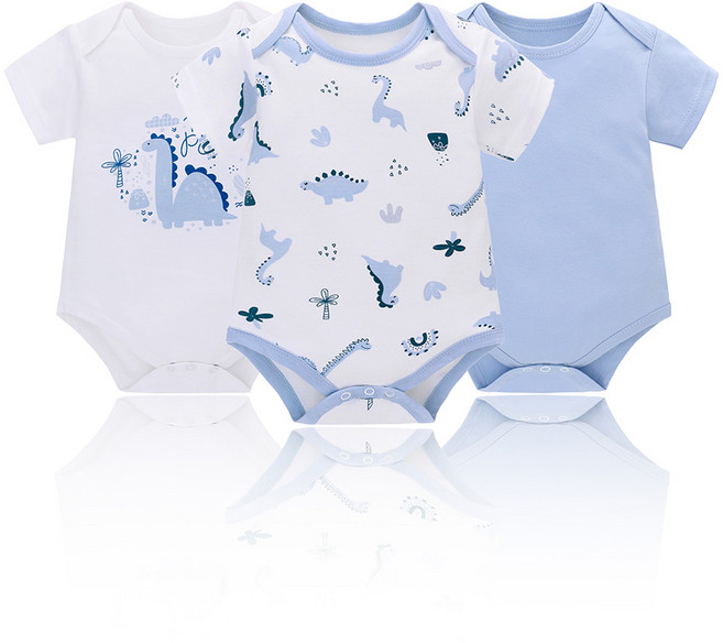 미라클 베이비 신생아 베이직 스냅 반팔 바디슈트 3종 세트