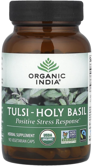 Organic India 툴시 홀리 바질 긍정적인 스트레스 해소90 식물성 캡슐, OrganicIndia툴시홀리바질긍정적인스트레스해소90, 1개, 90정 - 쿠팡