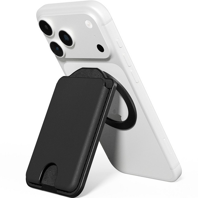 5세컨즈 아이폰 갤럭시 스탠드 핸디 맥세이프 호환 거치대 카드지갑, 1개, 블랙