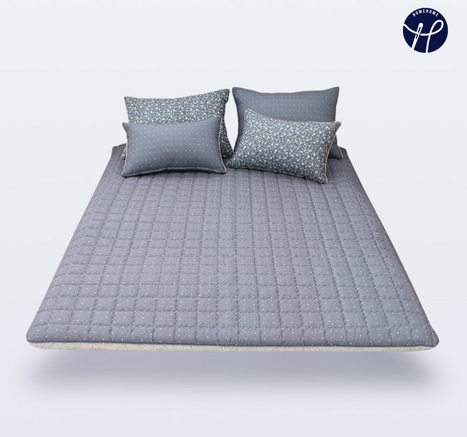 홈홈 국내 제조 먼지없는 세미마이크로 전기 온수 온열 매트커버, 꽃밖_블루