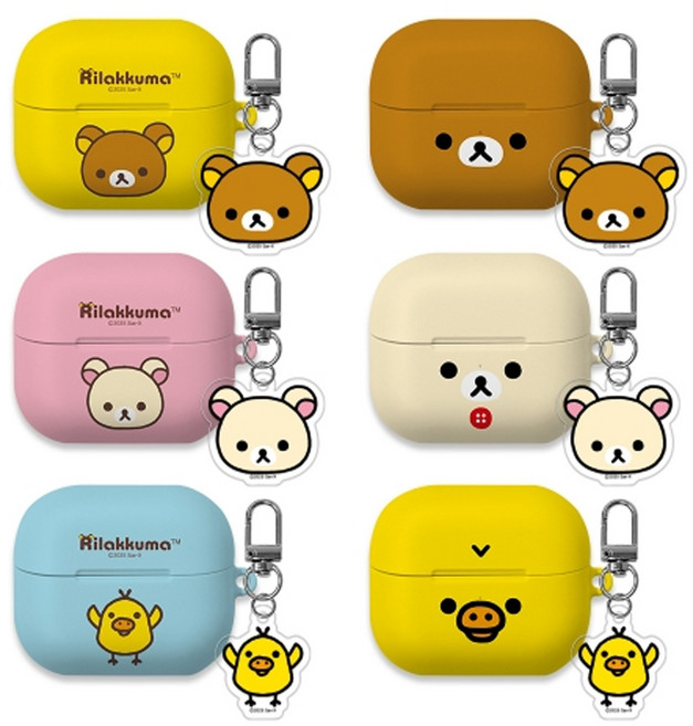 코쿼드 리락쿠마 페이스 버즈3 / 버즈3프로 하드 케이스 + 키링 세트, 리락쿠마페이스, 1세트