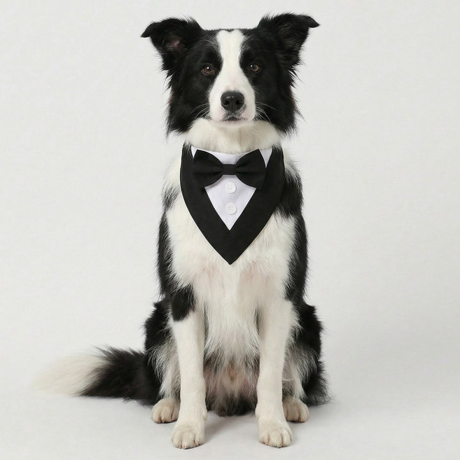 [마몽펫즈]강아지 클래식 리본 턱시도 셀프웨딩 화동 생일파티 반려견 코스튬 프로필 소형 대형견, 클래식블랙