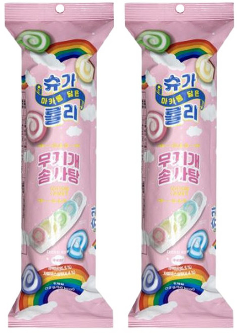 마카롱 닮은 슈가롤리 무지개 솜사탕, 12g, 2개