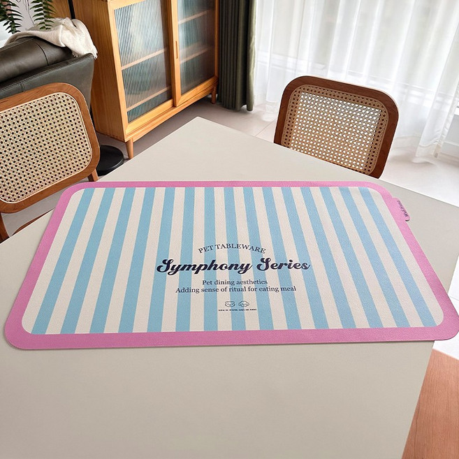 잇츠K 대형 반려동물 식기매트 논슬립 미끄럼장지 매트, 1개, 핑크라인