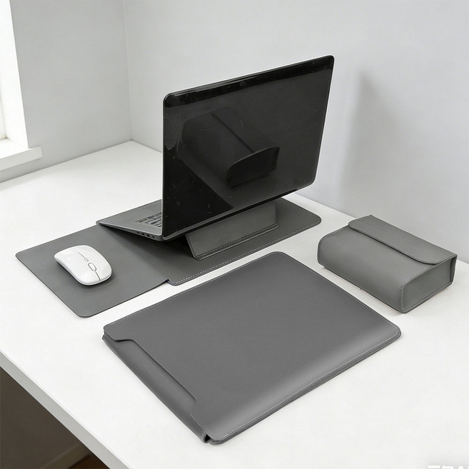 우이지아 거치대 겸용 노트북파우치, 1개, 데일리 그레이