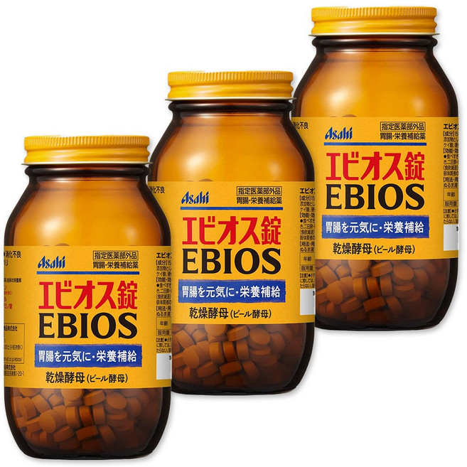 Asahi EBIOS Natural Material Brewers Yeast 에비오스 내추럴 브루어스 이스트 천연 맥주효모 600타블릿 3팩, 600정, 3개