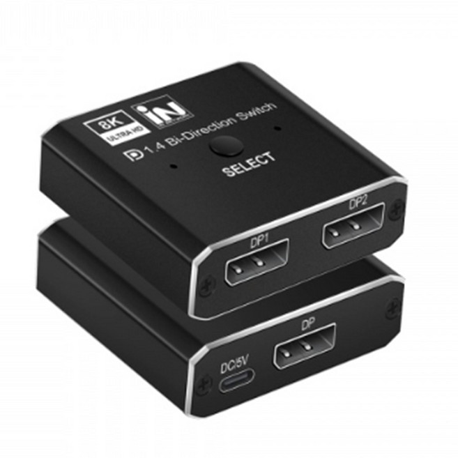 인네트워크 8K UHD 지원 디스플레이포트 DP Ver1.4 2:1 양방향 선택기, IN-DP8KSW21, 1개